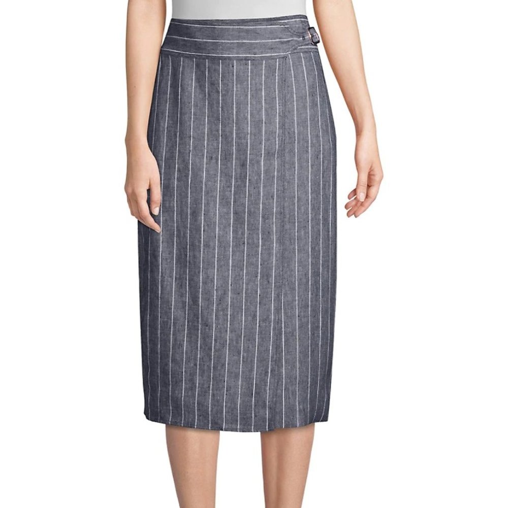 Max Mara Palco Pinstripe Wrap Skirt